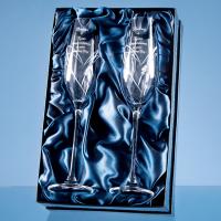 Thumbnail for 2 Diamonte Champagne Flutes with Heart Shaped Etching and 3 Swarovski Crystals 
